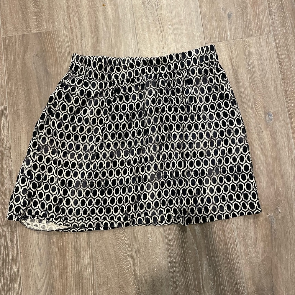 Loft Navy and White Patterned Skirt